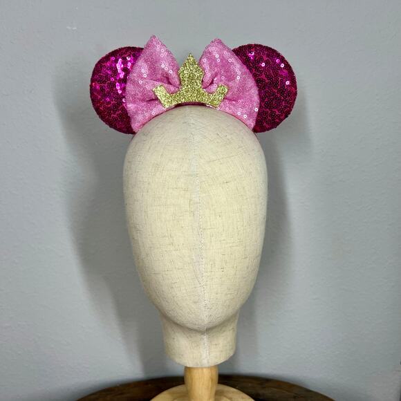 👑 Aurora Elastic Minnie Ears | Sleeping Beauty-Inspired Adjustable Ears Headband - Picture 2 of 5